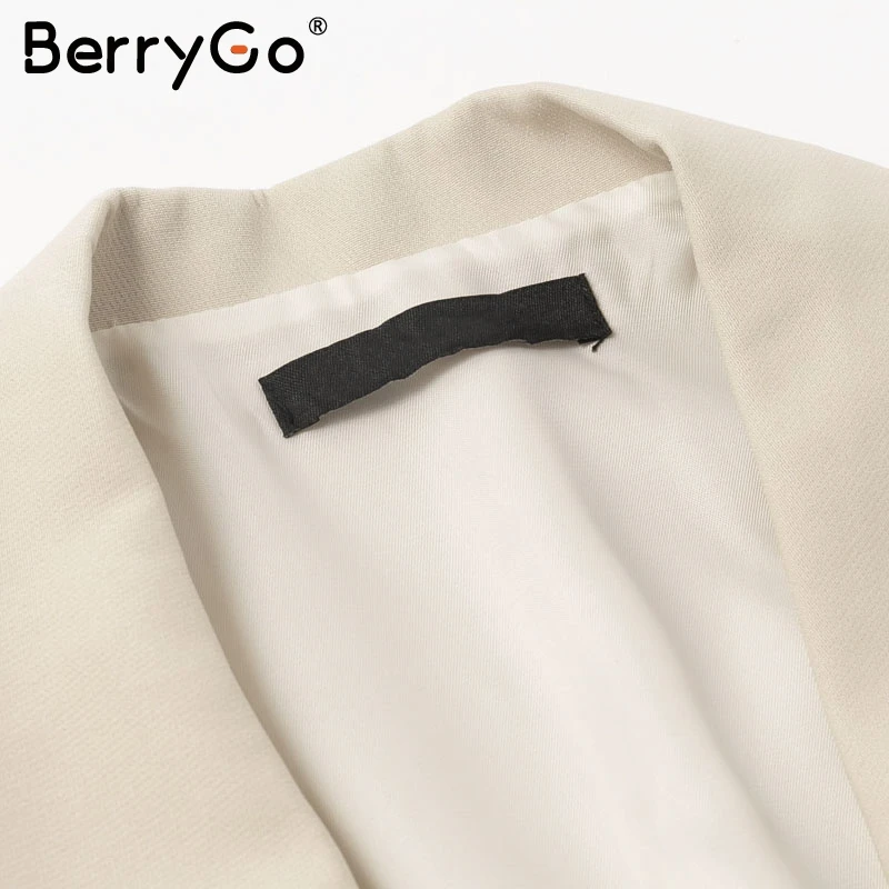 BerryGo винтажный плащ, Блейзер, женское платье, офисное платье, v-образный вырез, шаль, платье без рукавов, женское однотонное вечернее платье знаменитостей, vestidos