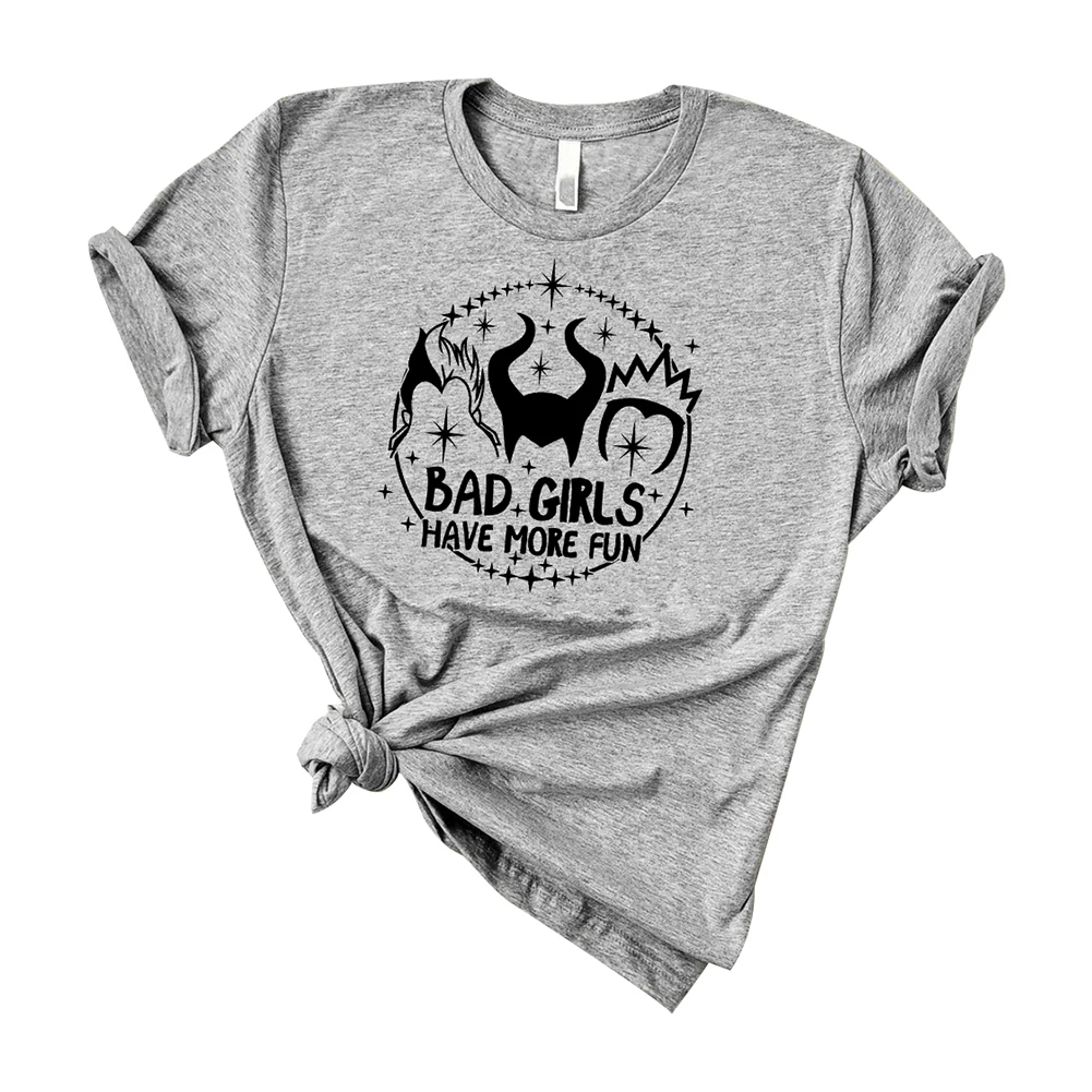 Готическая женская футболка с коротким рукавом, футболка с надписью «BAD GIRLS HAVE MORE FUN», топы с забавным графическим принтом, летняя модная футболка Tumblr