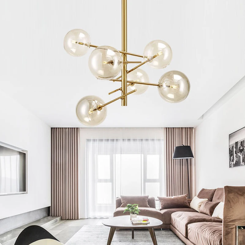 Стеклянная Подвесная лампа magic beans современный подвесной светильник для