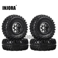 injora 4pcs 2 2 inch beadlock wheel rims rubber tire for 110 rc rock crawler axial scx10 rr10 ax10 wraith 90048 90018 km2