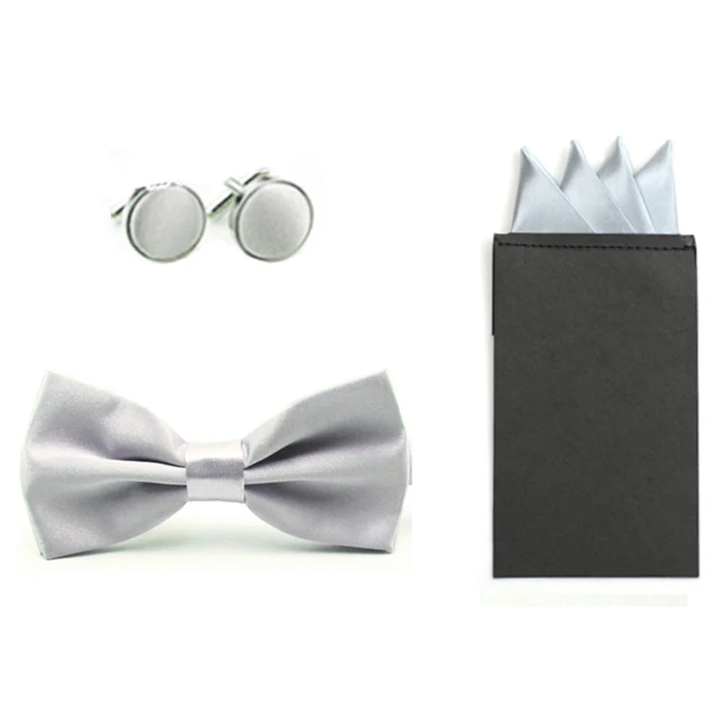 Мужчины твердые галстуки-бабочки предварительно сложенный 4 точечный платок