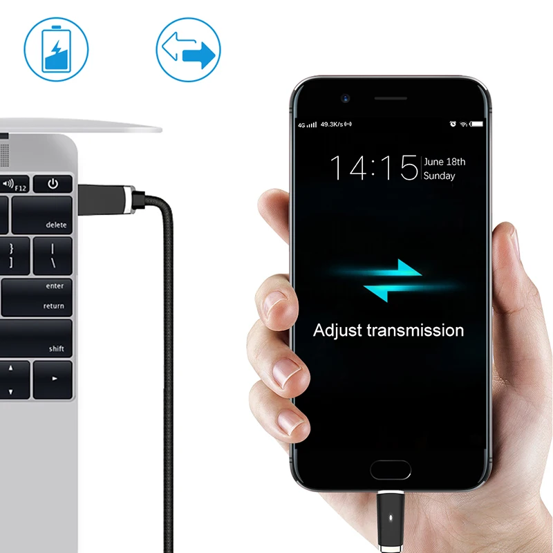 TeckNet Светодиодная лампа Micro USB кабель для Android Xiaomi Samsung планшет с нейлоновой