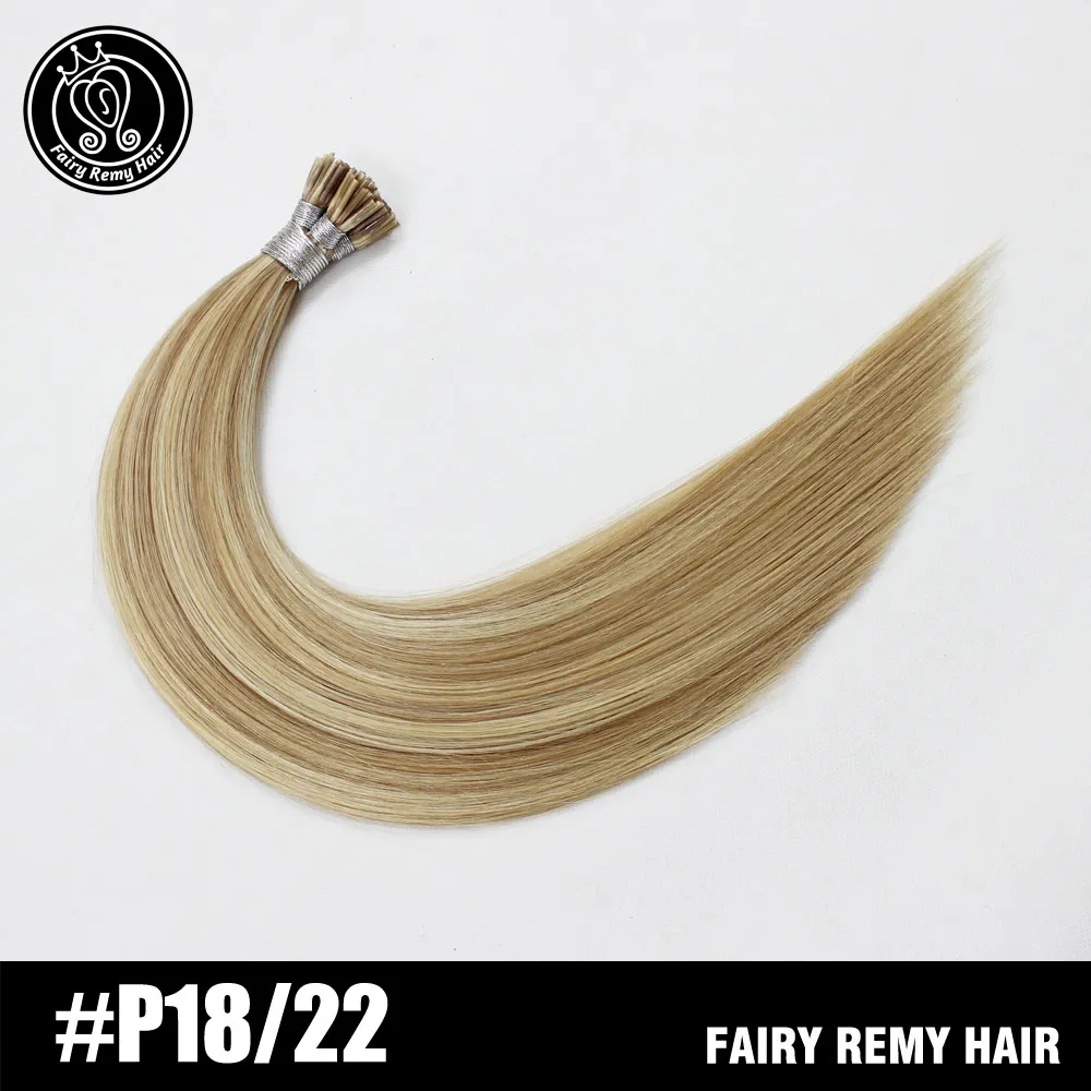 Сказочные волосы remy 1 г/локон 1" 18" 2" 22" Fusion человеческие волосы для наращивания прямые Remy Keratin I Tip Micro Ring человеческие волосы на Capsuel - Цвет: P18/22