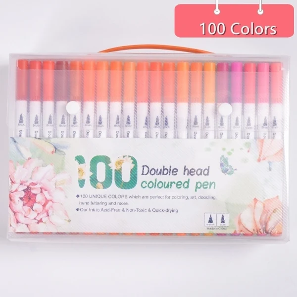 100 Colors 12~ 100 цветов/коробка, Двойные головки, художественные Copic маркеры, профессиональный Kawaii Канцелярский набор, акварельная кисть, ручка, принадлежности для рисования - Цвет: 100 Colors