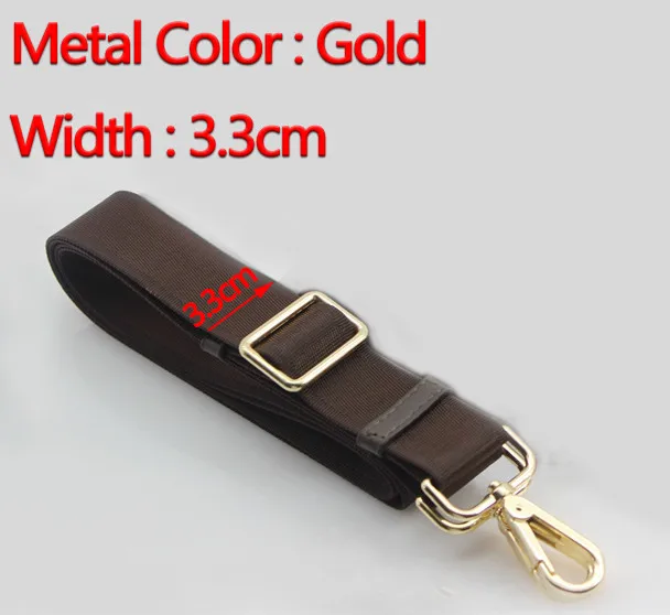 3.3cm Gold DIY Регулируемый 165 см Замена коричневая ткань сумки на плечо бретели для нижнего белья с золотом, серебром, бронза, черный пистолет пряжки с фокусным расстоянием 25 мм, 33 мм, 38 мм - Цвет: 3.3cm Gold