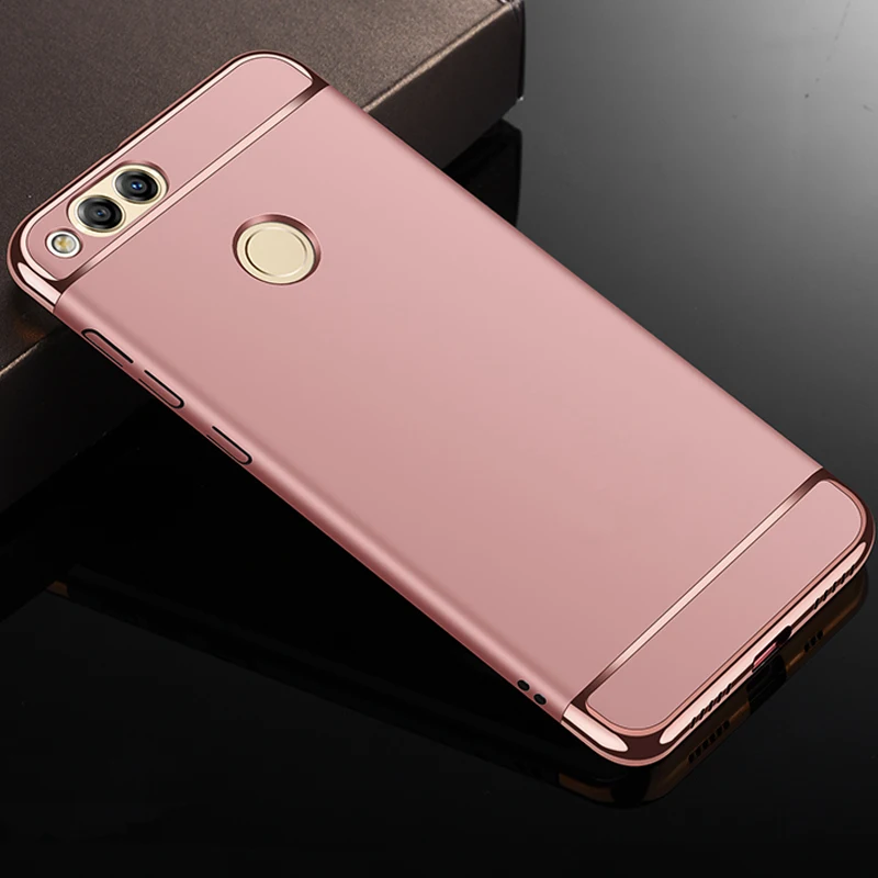 rose gold YUETUO Роскошный Жесткий пластиковый Чехол на заднюю панель телефона, чехол, чехол для huawei honor 7x7 x x7 Для honor 7x Черные Аксессуары 3 в 1 - Цвет: rose gold