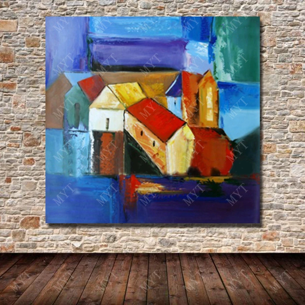 Деревенская жизнь пейзаж картина маслом ручной рисунок репродукция акриловая