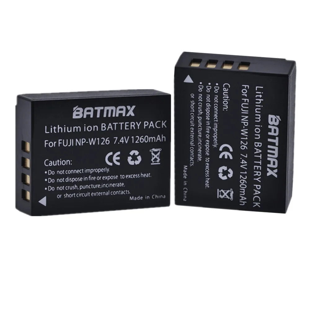 Аккумулятор Batmax NP-W126 NPW126 2 шт. зарядное устройство с двумя USB-разъемами и коробка