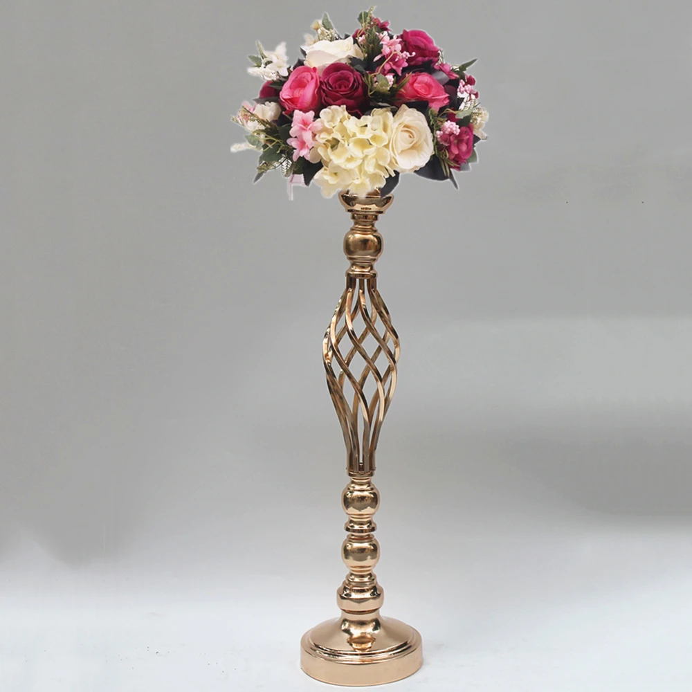 

10 PCS Flowers Vases 24" Tall Candle Holders Road Lead Table Centerpiece Metal Stand Candlestick For Wedding Party Candelabra
