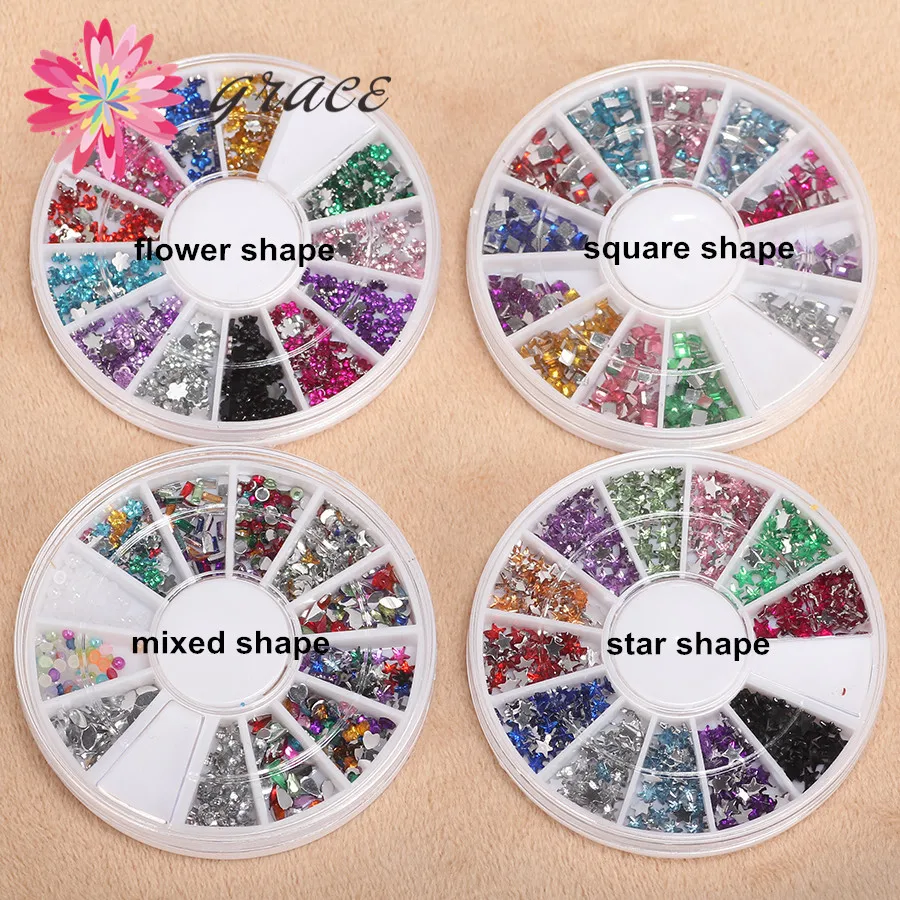2 колеса/лот Акриловые Стразы для ногтей с плоской задней стороной без горячей