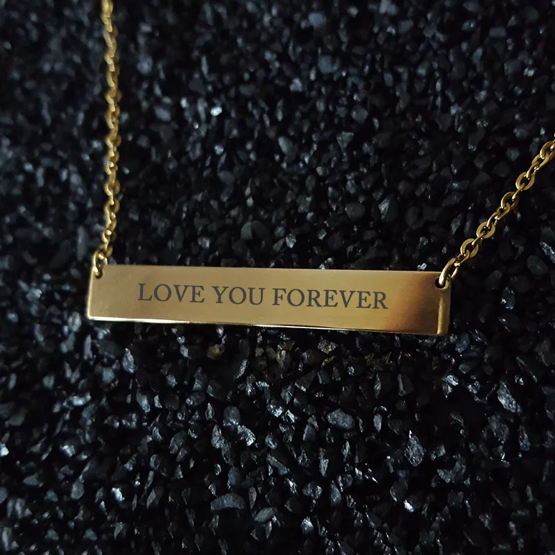 

Personalized Or Blank Bar Pendant Necklace Gold Stainless Steel Custom Name Plate Necklace Can Engrave Word Letters Jewelry