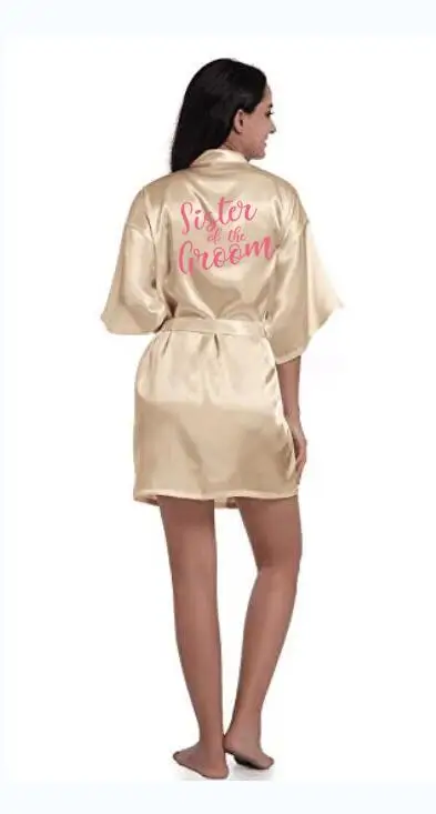 sexy champagne robe bride kimono satin women Bathrobe wedding sister mother of the groom bridesmaid robes | Женская одежда