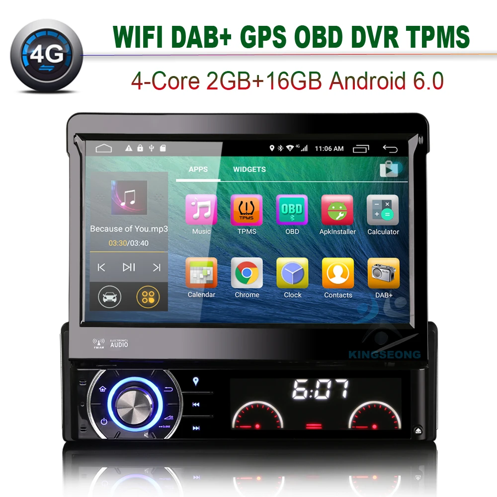 Автомобильный радиоприемник Android 6 0 1 Din DVD GPS поддержка 4G Wi Fi OBD TPMS DVR DTV IN DAB + Mirror Link 2