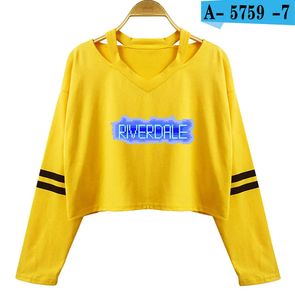 Yellow Ривердейл, южная сторона, змей, сексуальные, длинный рукав, хлопок, кроп, топы, рубашка, женская, с открытыми плечами, рубашка, для девушек, уличная одежда, женская одежда - Цвет: Yellow