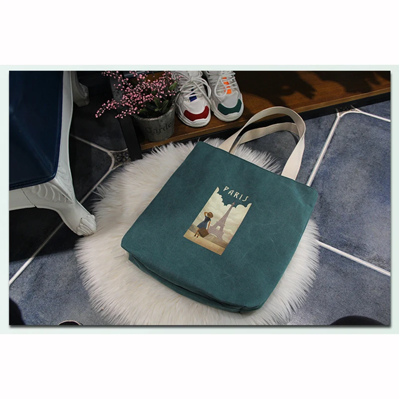 Новинка женская сумка GOPLUS холщовые сумки с мультяшным принтом вместительная на