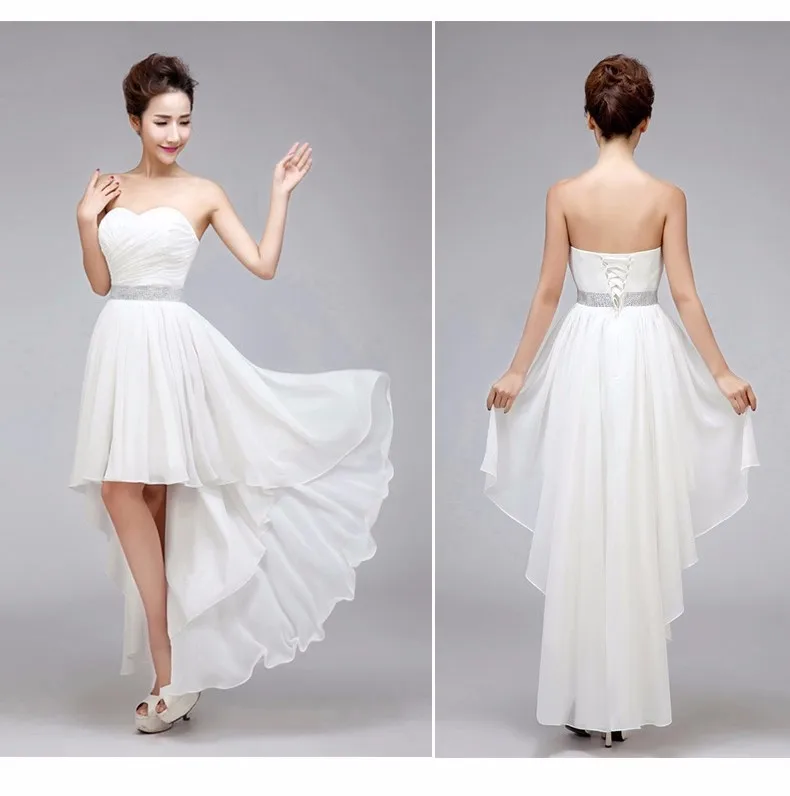 Ladybeauty Лучшая Кристальные пояса без рукавов плиссированные шифоновые короткие спереди длинные сзади бандажные вечерние платья