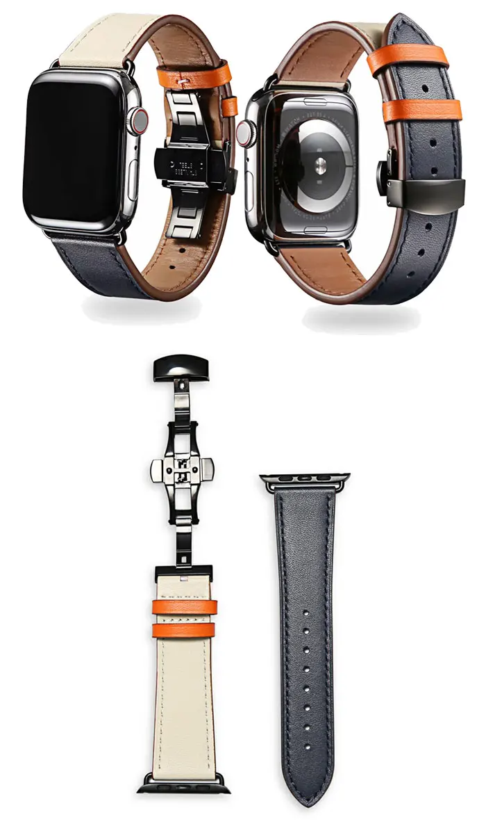 Ремешок с бабочкой для apple watch 5, 4 ремешка, 44 мм, 40 мм, 3 ремешка, 42 мм, 38 мм, ремешок из натуральной кожи для iwatch, браслет
