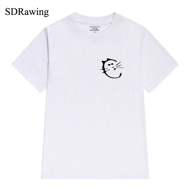 Новинка 2020 женская одежда с карманом в виде кошки хлопковая Футболка стиле Instagram