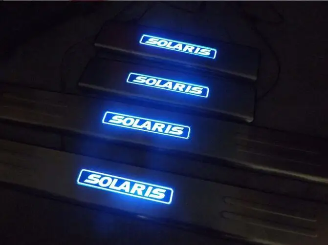 Для hyundai Solaris 2012- автомобильный порог со светодиодной полосой приветствуются наклейки для стайлинга автомобилей аксессуары 4 шт