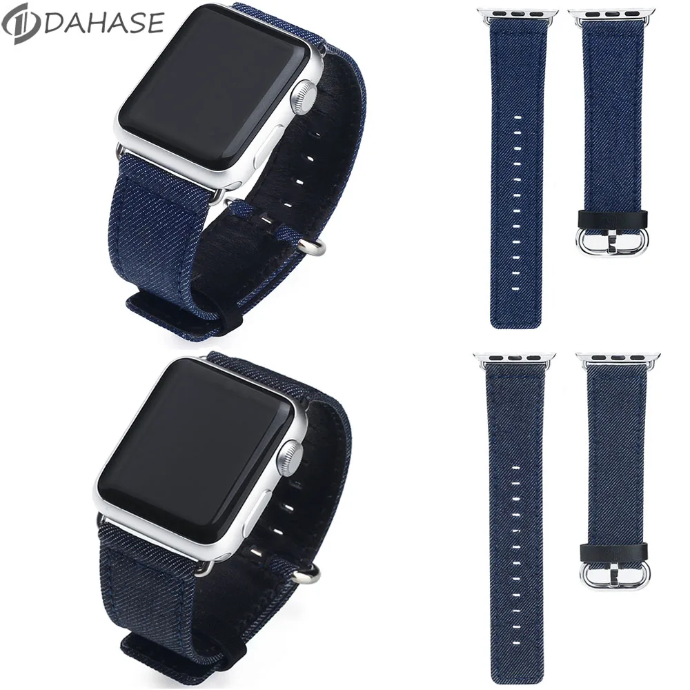 Ремешок спортивный джинсовый для Apple Watch Series 1 2 3 4 5 сменный браслет iWatch 42/44 мм 38/40
