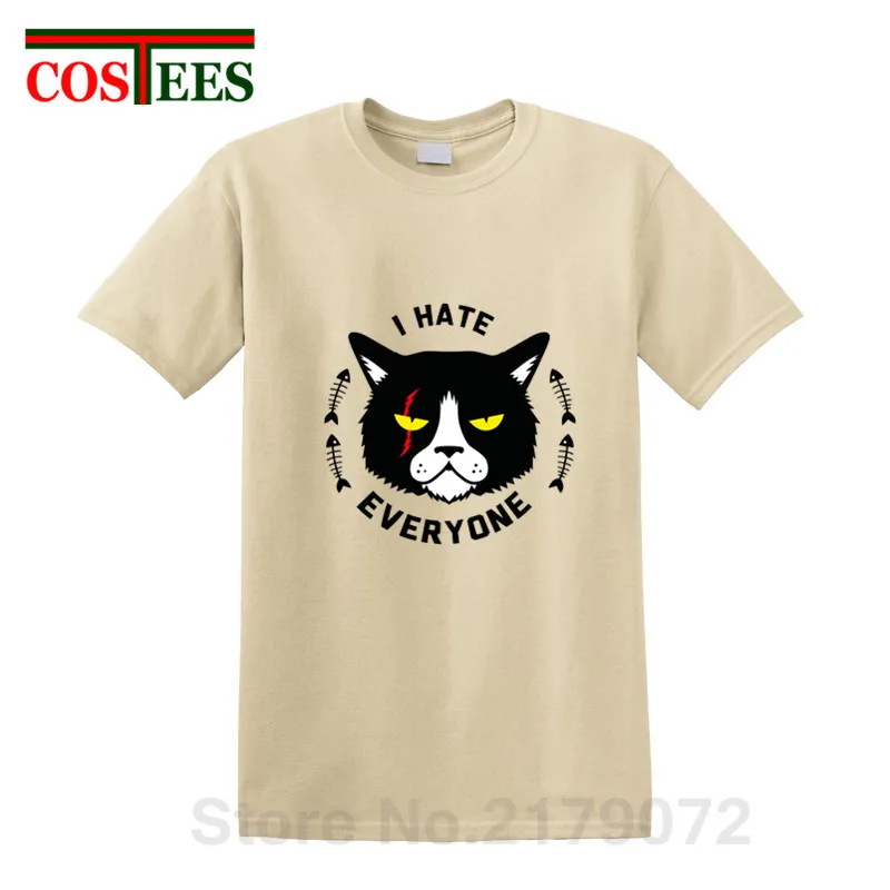 Мужская футболка Parody I cat that hate everyone с принтом животных хлопковые хипстерские
