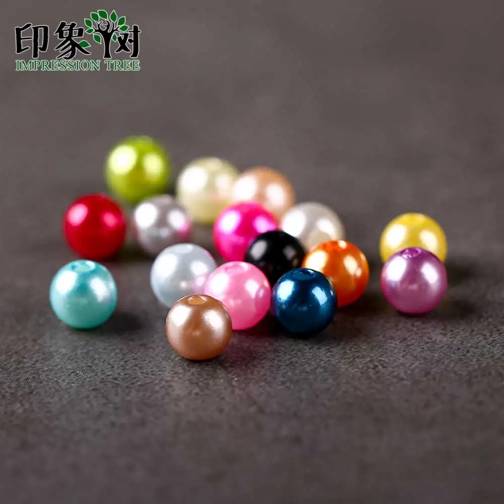 Mixed Color Mix Цвет круглые стразы с Пластик жемчужные бусы 3/4/6/8/10 мм орнамент для "сделай сам" для изготовления ювелирных изделий, Цепочки и ожерелья 2212 - Цвет: Mixed Color