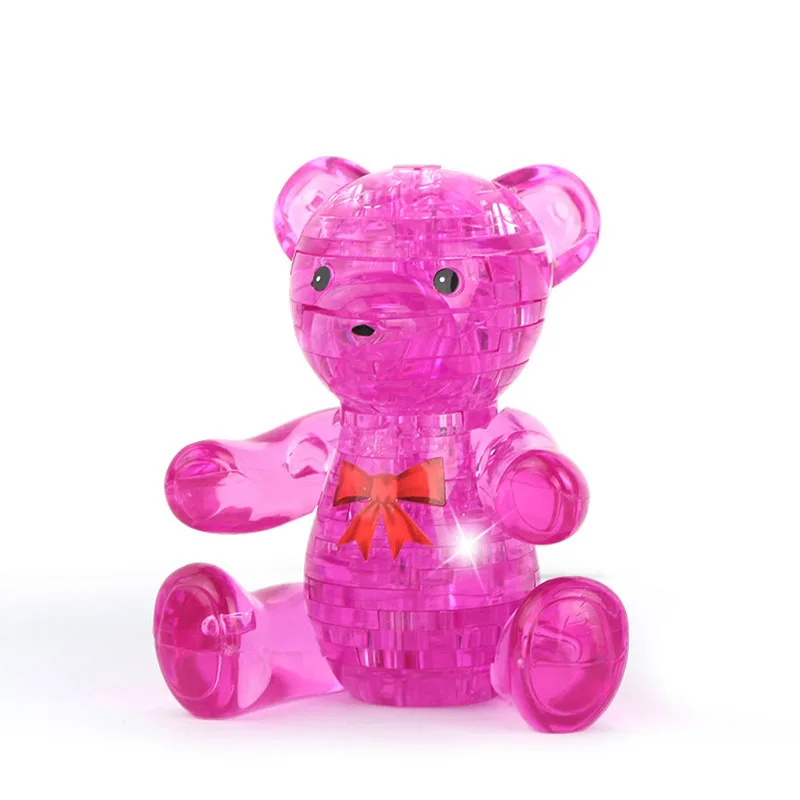 Pink Милый мультяшный медведь 3D пазлы в розовом/желтом головоломка игрушка Кристалл головоломка игрушки для детей головоломка 3d обучающая игрушка - Цвет: Pink