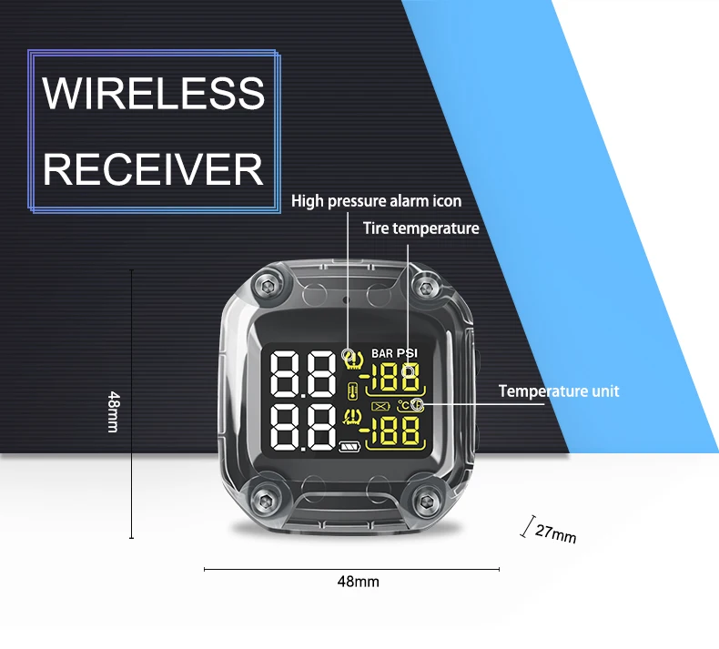 Мотоцикл TPMS монитор давления в шинах Система сигнализации мотоцикла с внешним/внутренним датчиком беспроводной с ЖК-дисплеем