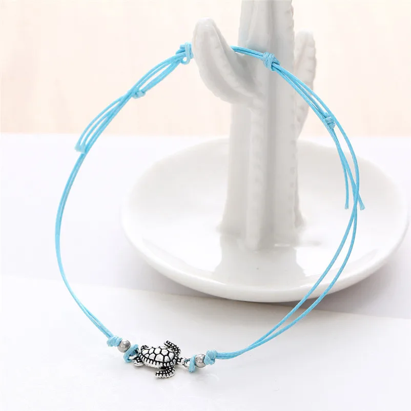 Браслеты на ногу Женские винтажные анклеты с бусинами и цепочкой для черепахи