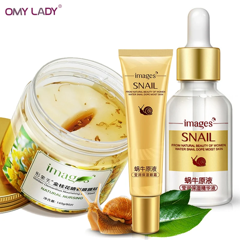 Изображения snail essence facail сыворотка крем для глаз маска османтус патч наборы ухода