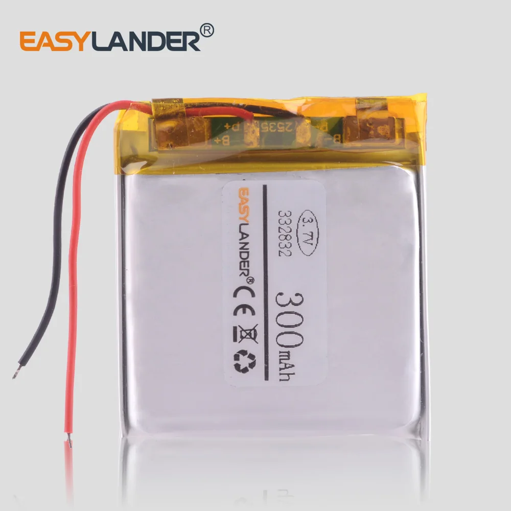 

332832 3.7V 300MAH lithium polymer battery MP3 player MP4 Rechargeable batteries car DVR Supra scr574w video recorder