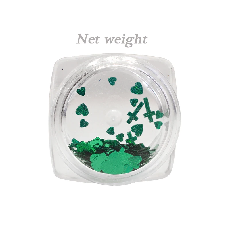 1 коробка лазерное сердце крестик хлопья гвоздь Арт блестки голографические 3D