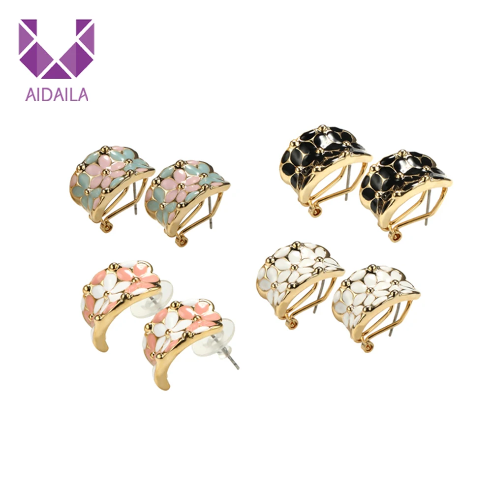 AIDAILA женские серьги гвоздики для девушек с цветочным узором из смолы молодых