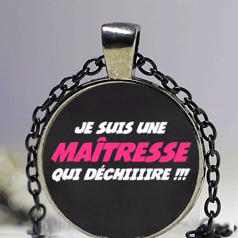 Ожерелье из круглого стекла je suis sune maitress qui dechiiire подвесное ожерелье кабошона опт |