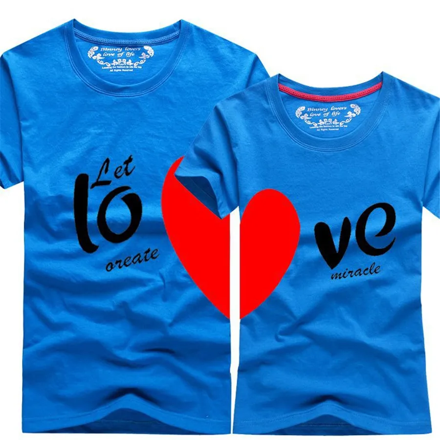 Фото Корейская мода Одинаковая одежда для пар футболка с принтом сердца и женская