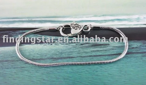 

FREE SHIPPING 10PCS Floral Heart Lobster Clasp european charm bracelet 16cm to 23cm #20130
