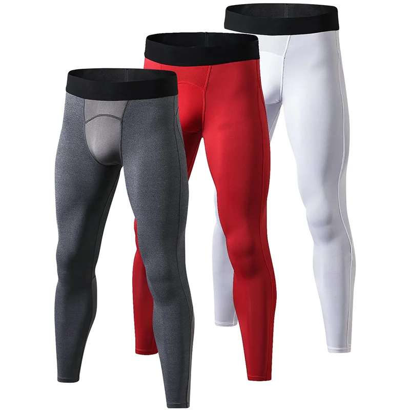 grey red white YEL местная 3 шт. компрессионные штаны для спортзала бодибилдинг спортивные брюки фитнес облегающие спортивные Леггинсы для бега мужские брюки - Цвет: grey red white