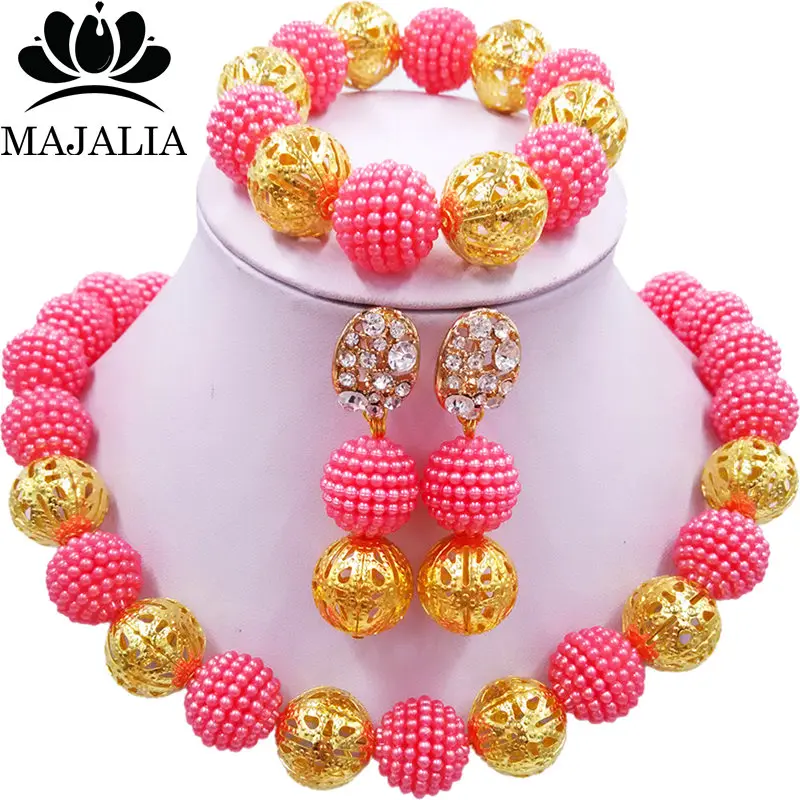 Majalia Модный классический нигерийский Свадебный комплект африканских ювелирных