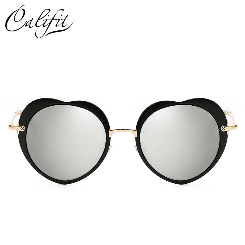 CALIFIT модные стильные розовые зеркальные солнцезащитные очки для женщин с милым