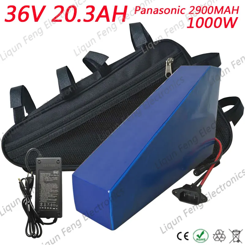 EU US AU No Tax 1000W 36V 20AH литиевая батарея для электровелосипеда 36V 20AH треугольная батарея использование Panasonic 2900MAH ячейка 30A BMS 2A зарядное устройство