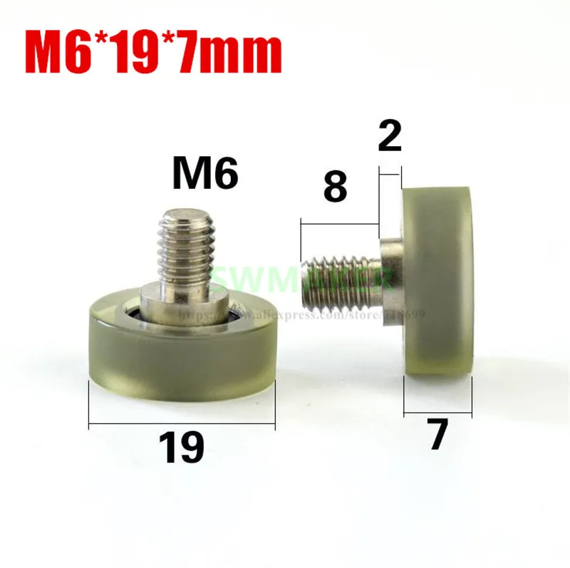 1 шт. M6 * 19*7 мм 19*5 резьбовой шкив полиуретановая мягкая резина эластичная и тихая