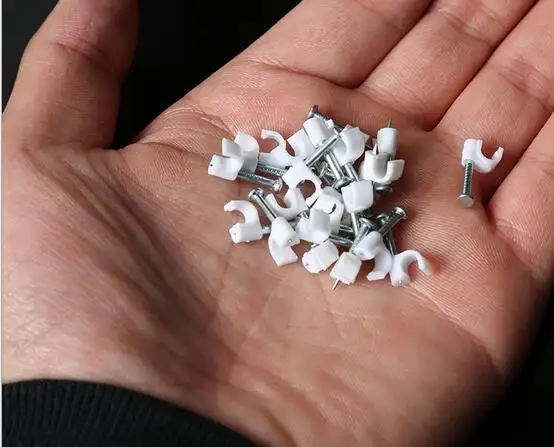 4 мм круглые кабельные зажимы для гвоздей белые зажимы|nail wire clips|cable clipcable nail |