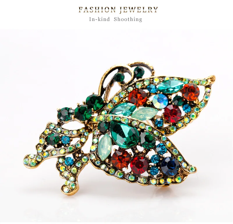 Мода Rhinestone сплава Бабочка Броши Животные булавки и броши для женщин Мужская одежда штифты Металлические