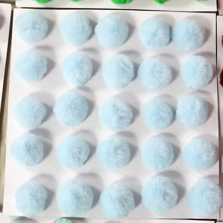light blue DIY 4 см Искусственный мех кролика помпон для женщин серьги обувь цепочка для ключей для сумки шляпа аксессуары для телефона помпон 100 шт./лот - Цвет: light blue