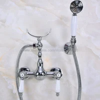 polished chrome bathroom faucet bath faucet mixer tap wall mounted hand held shower head kit shower faucet sets kna268