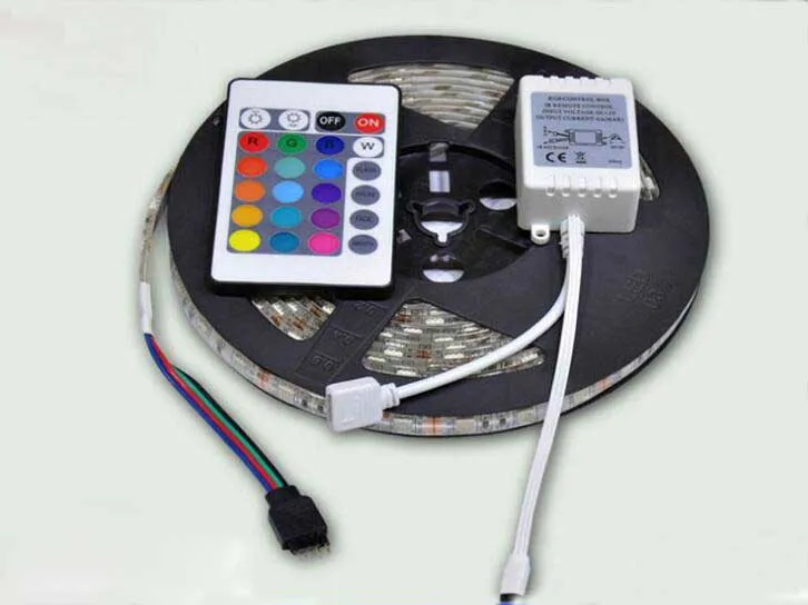 Водонепроницаемая гибкая светодиодная лента 5050 SMD RGB 12 В 5 м/24 клавишный пульт