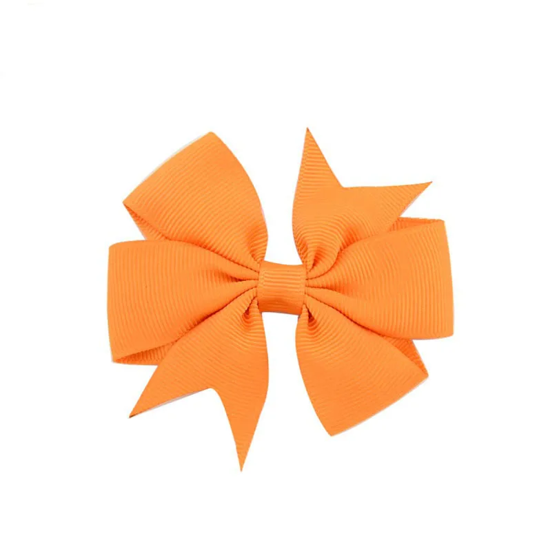 9 Orange Модные 3 дюймов для девочек Детские аксессуары для волос корсажная лента Одноцветный бант для волос, бутик детские заколки ручной зажим для волос - Цвет: 9 Orange