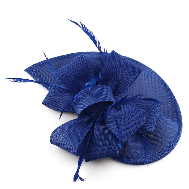 royal blue Изумрудно-Зеленая модная гоночная шляпа для волос для свадьбы, элегантные женские вечерние головные уборы, аксессуары для волос с перьями XMF247 - Цвет: royal blue