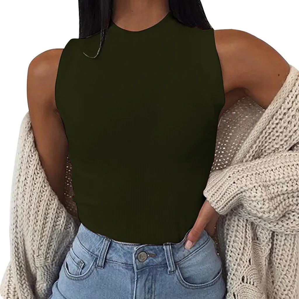 Новинка 2019 года модная женская летняя повседневная однотонная майка без рукавов