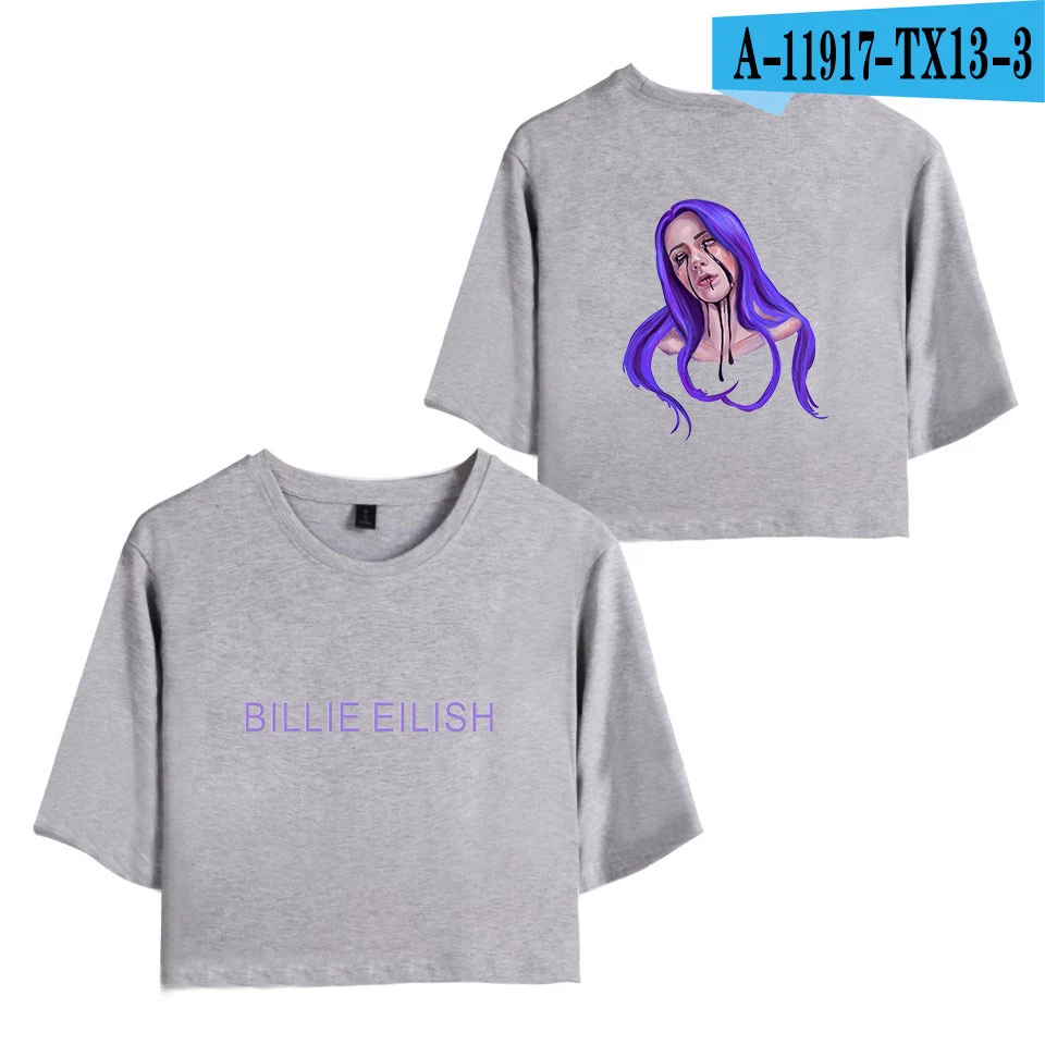 Pride Billie Eilish модный топ с принтом, популярные повседневные летние женские футболки с коротким рукавом и круглым вырезом - Цвет: gray